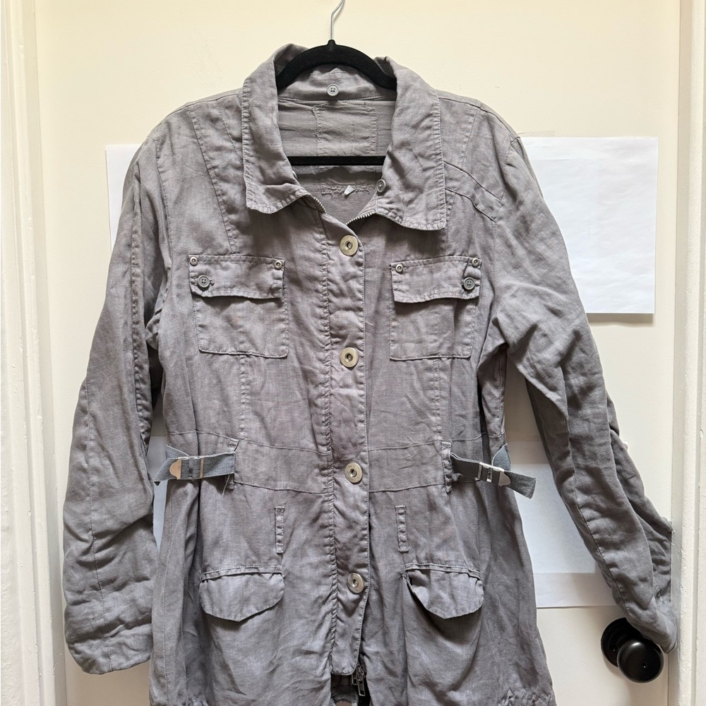 Unknown brand (see pic # 7)  taupe snap up  & zip up jacket size L